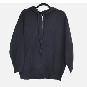 Cotton Emporium Full Zip Hooded Viscose Blend Gray Jacket BLACK $82 MEDIUM